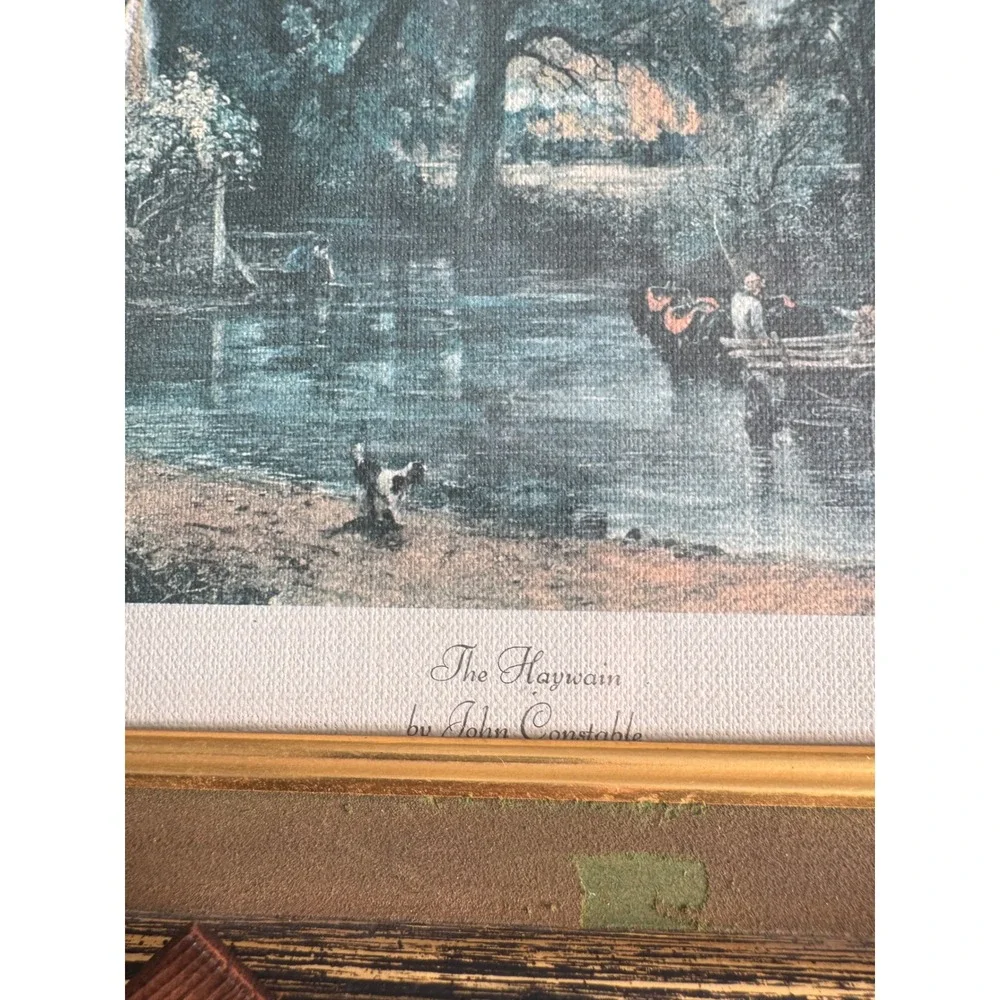 Vintage framed The Haywain‎ print, John Constable landscape art, English Cottage